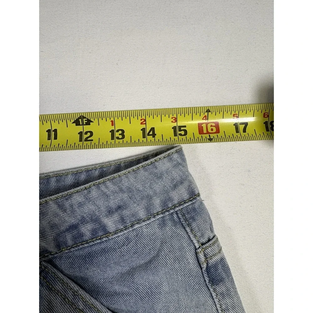 Aelfric Eden Baggy Denim Jorts Size 30 Light Wash Pleated Streetwear Skater Sho
